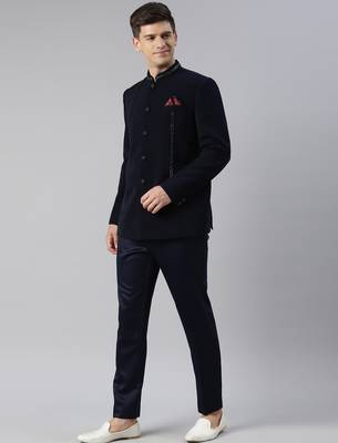Navy embroidery bandhgala 3