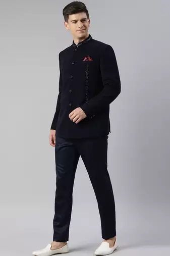 Navy embroidery bandhgala