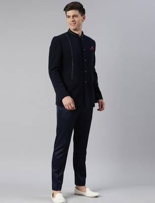 Navy embroidery bandhgala 4