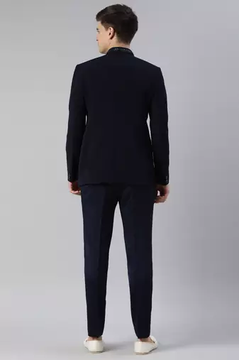 Navy embroidery bandhgala