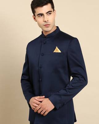 Navy blue bandhgala suit 1