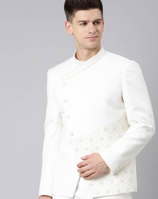 Off white overlap design bandhgala 1