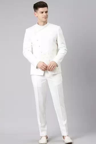 Off white overlap design bandhgala