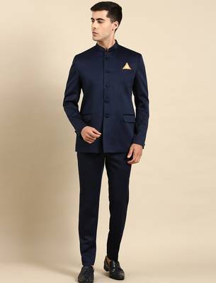Navy blue bandhgala suit 2