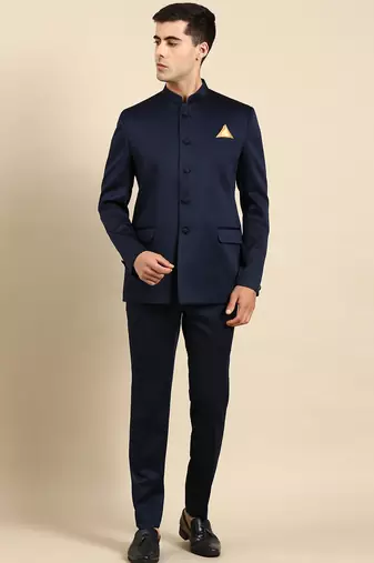 Navy blue bandhgala suit