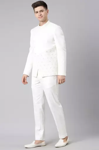 Off white overlap design bandhgala