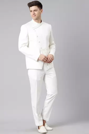 Off white overlap design bandhgala