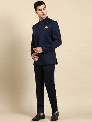 Navy blue bandhgala suit 4