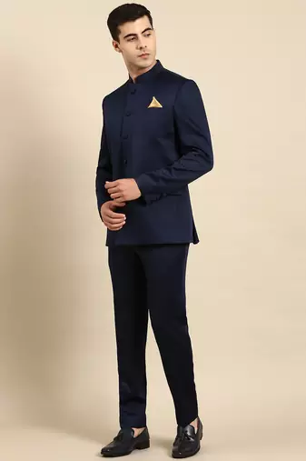 Navy blue bandhgala suit