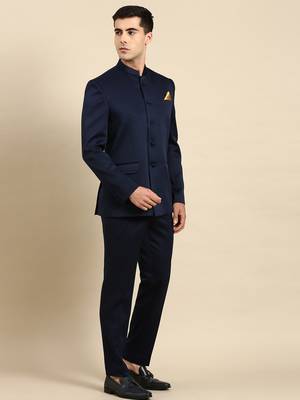 Navy blue bandhgala suit 5