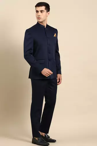 Navy blue bandhgala suit