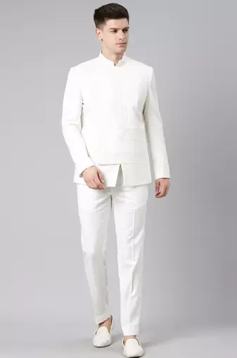 Offwhite angrakha geometrical bandhgala