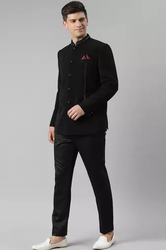 Black embroidery bandhgala