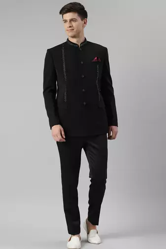 Black embroidery bandhgala