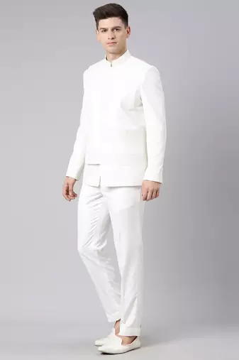 Offwhite angrakha geometrical bandhgala