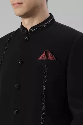 Black embroidery bandhgala