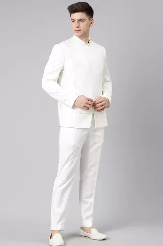 Offwhite angrakha geometrical bandhgala