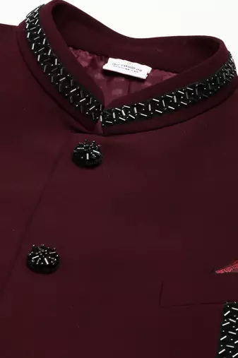 Maroon embroidery bandhgala