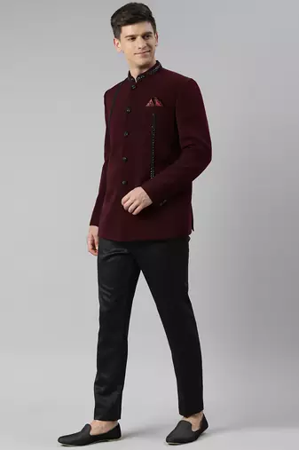 Maroon embroidery bandhgala