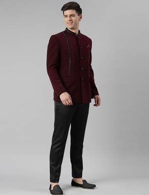 Maroon embroidery bandhgala 4