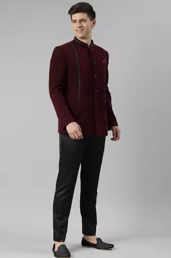 Maroon embroidery bandhgala