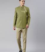 Green embroidered bandhgala