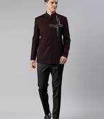 Wine embroidered bandhgala