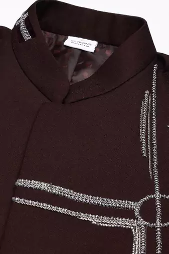 Wine embroidered bandhgala