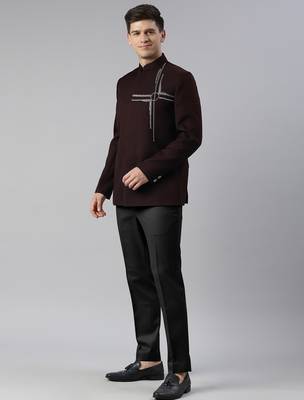 Wine embroidered bandhgala 3