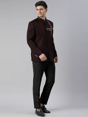Wine embroidered bandhgala 4