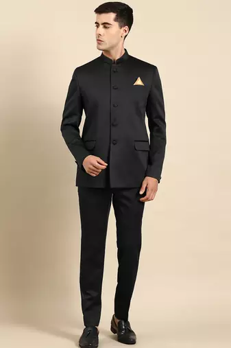 Black bandhgala suit