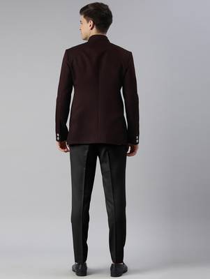 Wine embroidered bandhgala 5