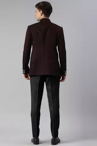 Wine embroidered bandhgala