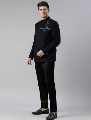 Navy blue embroidered bandhgala 2