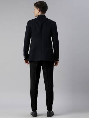 Navy blue embroidered bandhgala 4