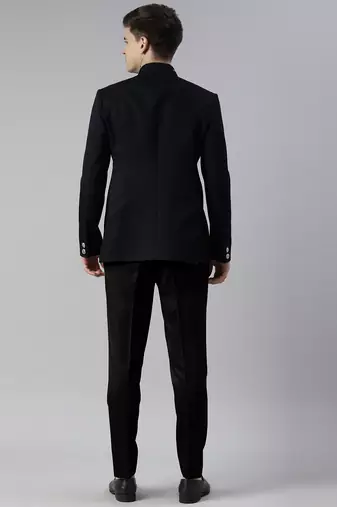 Navy blue embroidered bandhgala