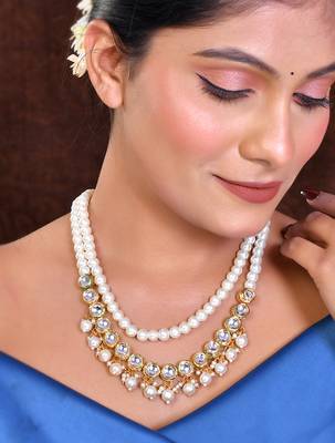 Brass gold-plated beads beaded necklace 1