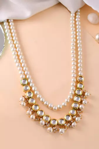 Brass gold-plated beads beaded necklace