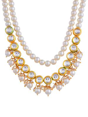Brass gold-plated beads beaded necklace 4