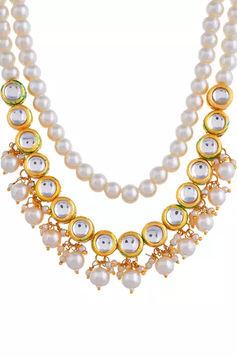 Brass gold-plated beads beaded necklace