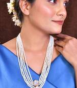 Gold-plated kundan studded beads beaded brass necklace