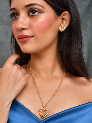 Gold-plated stone studded jewellery set 1