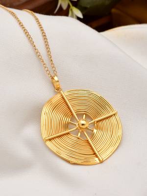 Unisex gold-toned spiral brass gold-plated handcrafted necklace 2