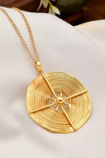 Unisex gold-toned spiral brass gold-plated handcrafted necklace