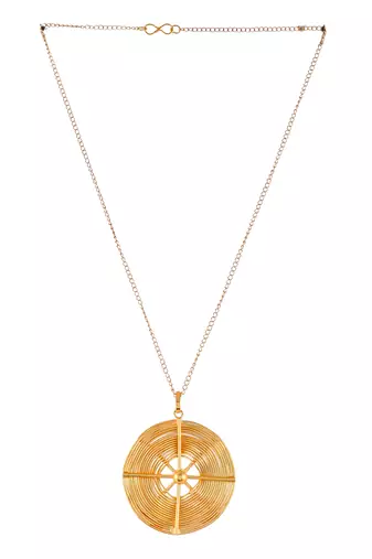 Unisex gold-toned spiral brass gold-plated handcrafted necklace