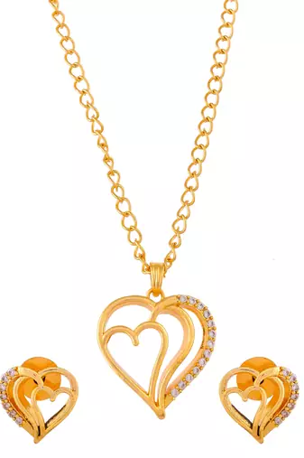 Gold-plated stone studded jewellery set