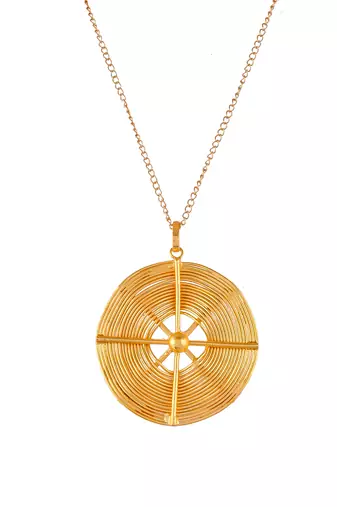 Unisex gold-toned spiral brass gold-plated handcrafted necklace