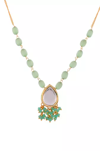 Gold-plated kundan studded necklace