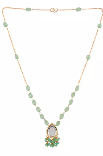 Gold-plated kundan studded necklace