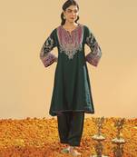 Emerald embroidered chanderi silk kurta set